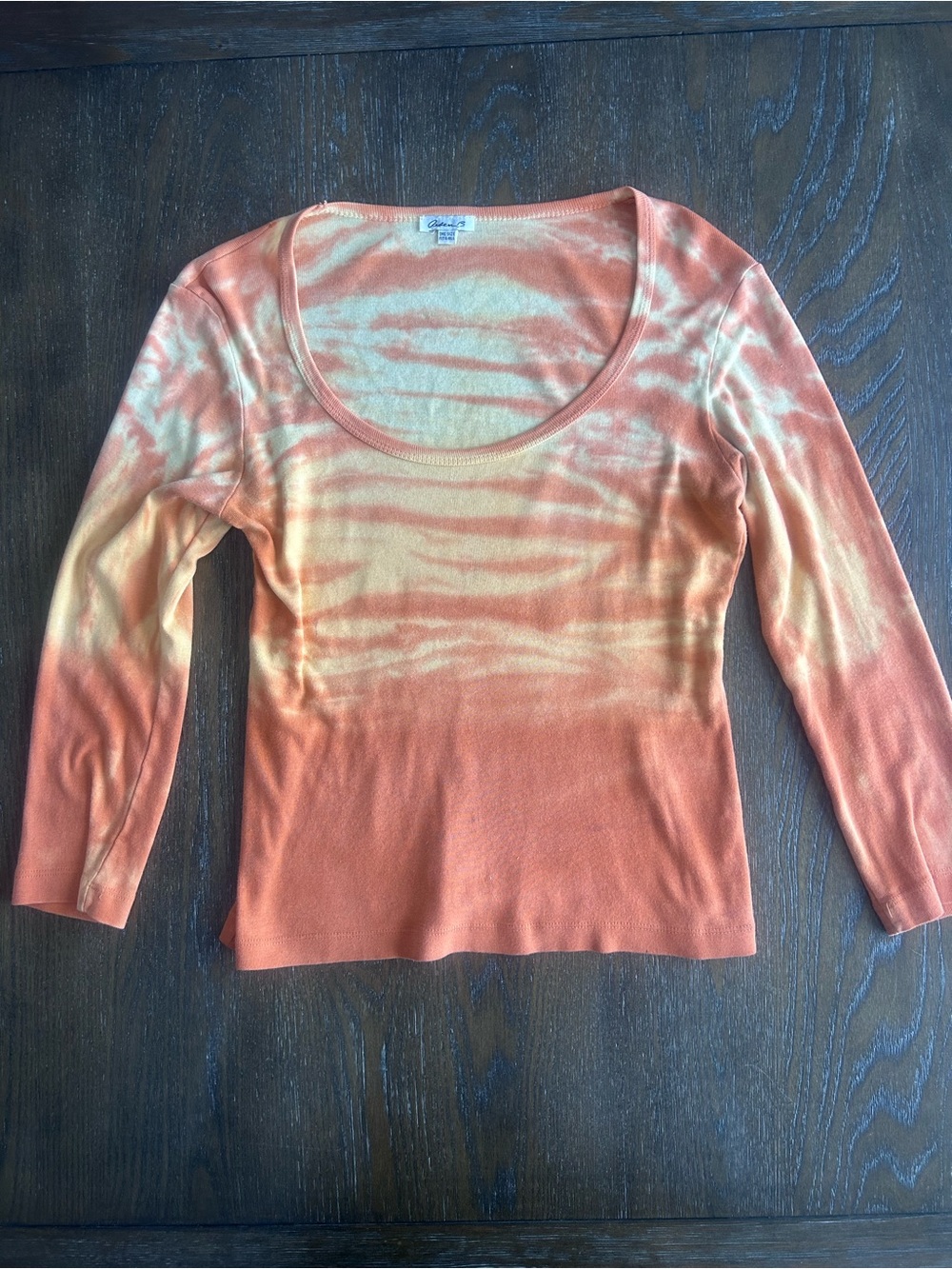 Arden B OrangeTie-Dye Scoop Neck Top